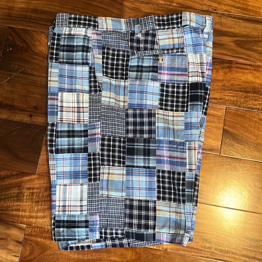 Men’s patchwork madras shorts size 40